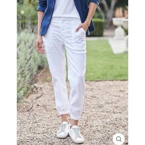 Frank & Eileen Jameson utility joggers pants performance linen size 4 white